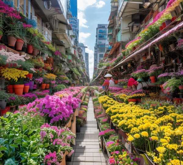 花海盛景，花卉产业繁荣的批发市场中心